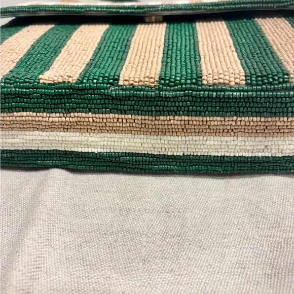 Altar'd State Beaded Shoulder Bag - Green and Beige Striped - Boho - Picture 5 of 12